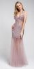 Long Embellished Halter Tulle Prom Dress in Rose